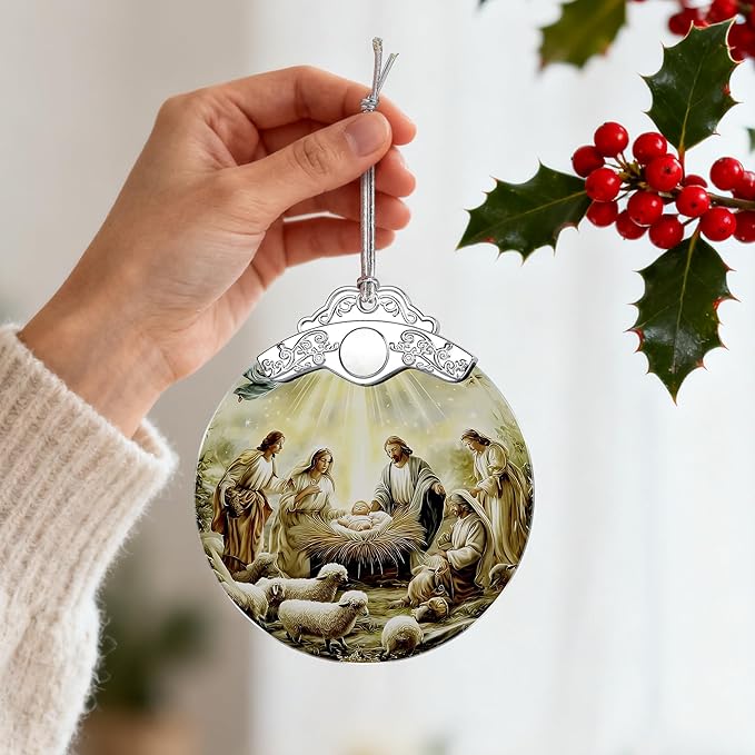 Christian Christmas Decoration, Nativity Christmas Ornament, Nativity Scene Ornament, Holy Family and Baby Jesus, Religious Holiday Decor, Religious Gifts, Christian Gifts, Gift Exchange, Gift Idea