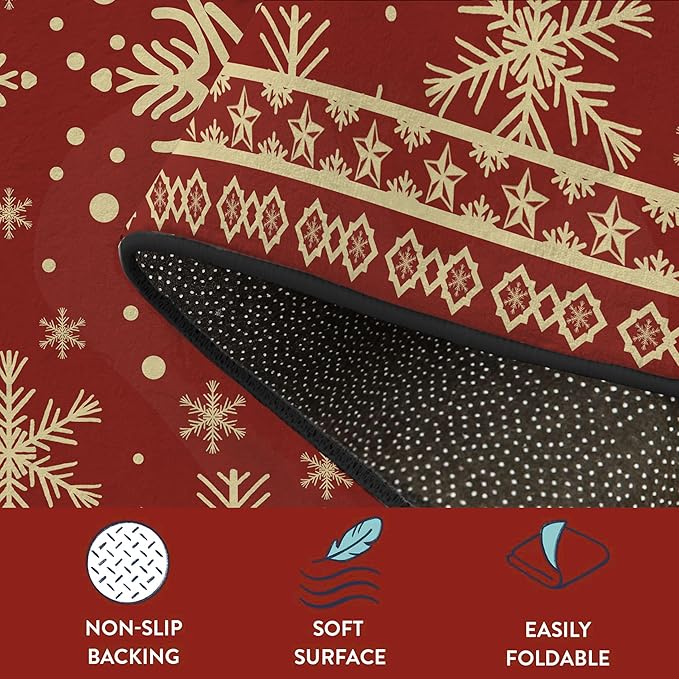 6' X 9' Christmas Rug Snowflake Area Rugs Washable Non-Slip for Bedroom Living Room Dining Room Classroom Nursery Merry Christmas Carpet for Kids Girls Women Floor Mat Pad