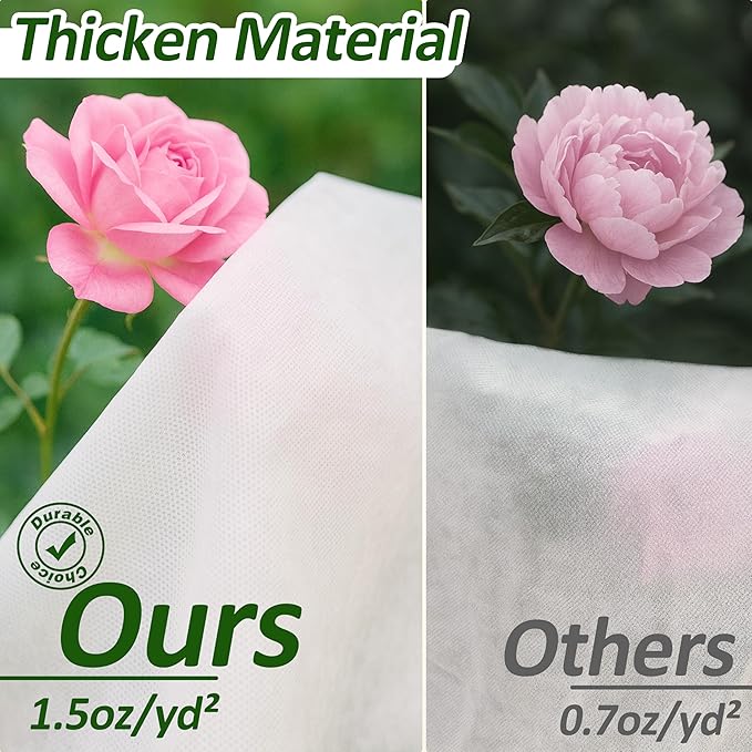 Gardzen 1.5 oz Plant Covers Freeze Protection, Reusable 10ft x 30ft Floating Row Covers, Thicker Frost Blankets for Outdoor Plants, Pests Protection, White