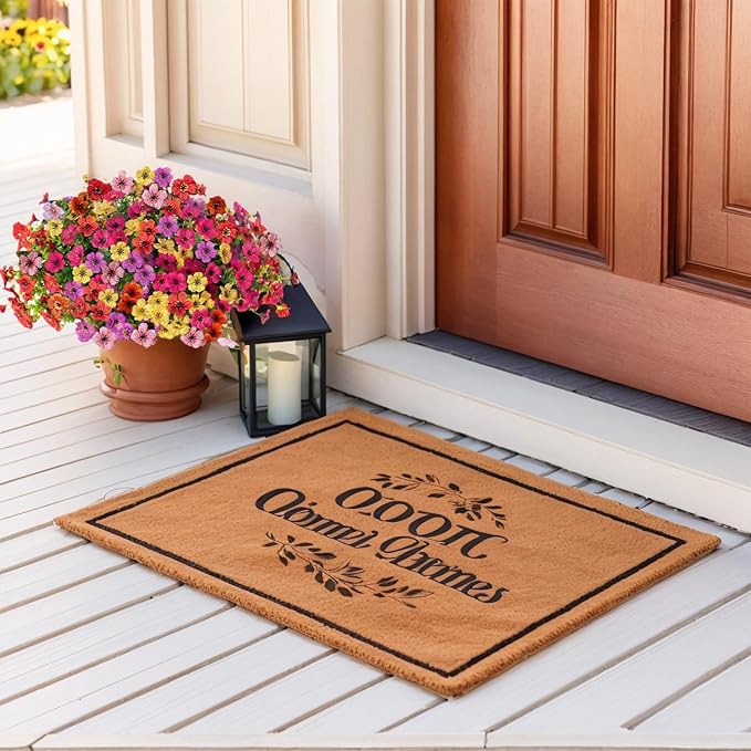 SHIAWASENA Realistic Outdoor Fake Plants Flowers, Artificial Flowers, UV Resistant, 12 Bundles Faux Silk Colorful Violet Flowers Bouquet with Eucalyptus