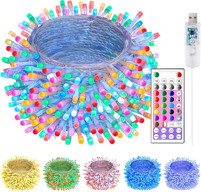 Minetom Color Changing String Lights - 22 Colors 33FT 100 LED USB String Lights with Remote,Twinkle Fairy Lights Indoor with 12 Lighting Modes, Pastel Easter Lights for Bedroom Classroom St. Patrick