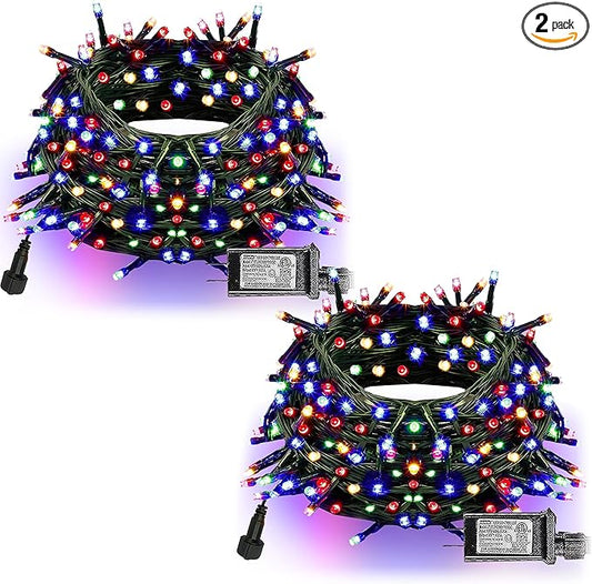 Dazzle Bright 132FT 400 LED Christmas Lights, Christmas String Lights Plug in with 8 Modes, Waterproof Christmas Decorations for Xmas Indoor Outdoor Party Home Tree Decor, Multi-Colored
