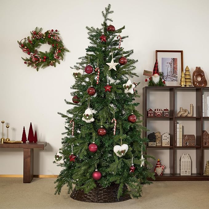 DN DECONATION Christmas Tree Decorations Ball, Rose Red Glass Christmas Ball Ornaments Set of 9, 3.14” Xmas Tree Decorative Hanging Ornaments for Home Wedding Holiday Party Decor Winter Gifts