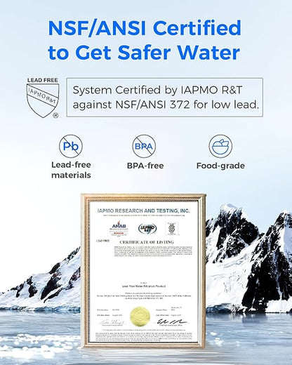 [Alkaline] Waterdrop Water Filter for Sink Faucet, Filter Life Reminder, 320 Gallon Tap Water Filter for Kitchen Sink, NSF Certified Reduces Chlorine, Faucet Mount Water Filtration System, 1 Filter