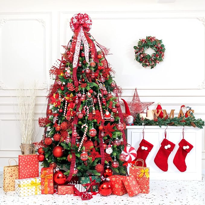 XmasExp 99-Pack Christmas Ball Ornaments Assorted Shatterproof Christmas Tree Decorations with Hand-held Gift Package for Xmas Tree,Home,Party (Red)