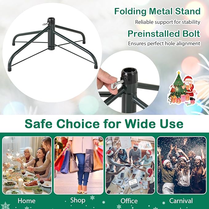 GOFLAME 6FT Pre-Lit Pencil Christmas Tree, Artificial Xmas Tree with 618 Branch Tips, 33 Pine Cones, 32 Clusters of Red Berries & 280 Warm White LED Lights, Holiday Decoration Tree for Home Party