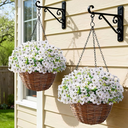 Lifewit Artificial Flowers for Outdoor Indoor, 24 Bundles Plastic Fake Flowers Daisy with Eucalyptus Leaves for Home Garden Decor, Porch, Window Box(White)