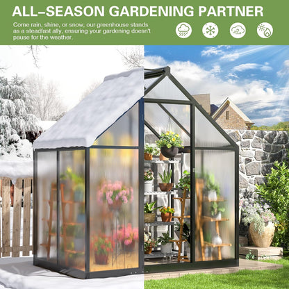 Polar Aurora 4x6 FT Greenhouse, Quick Aluminum Assembly Structure Polycarbonate Greenhouse, Walk-in Greenhouses for Outdoors with Ventilated Windows, Green Houses for Outside Backyard Garden
