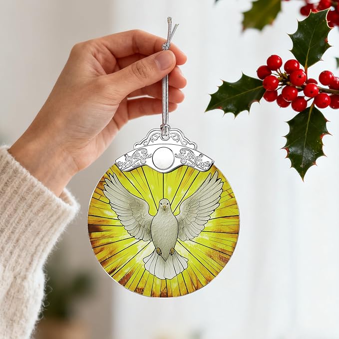 Stained Glass Dove Ornament: Christian Christmas Ornament, Christmas Tree Ornament, Religious Home Decor, Gifts for Christian, Religious Gifts, Gift Exchange, Gift Idea