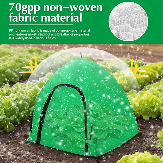 Winter Large Plant Covers Freeze Protection with Stakes, 24.4 x24.4 x22.4inch Warm Plant Protection Tent Foldable with Zipper Door, Plant Snow Ice Covers Protecting Fruit Tree