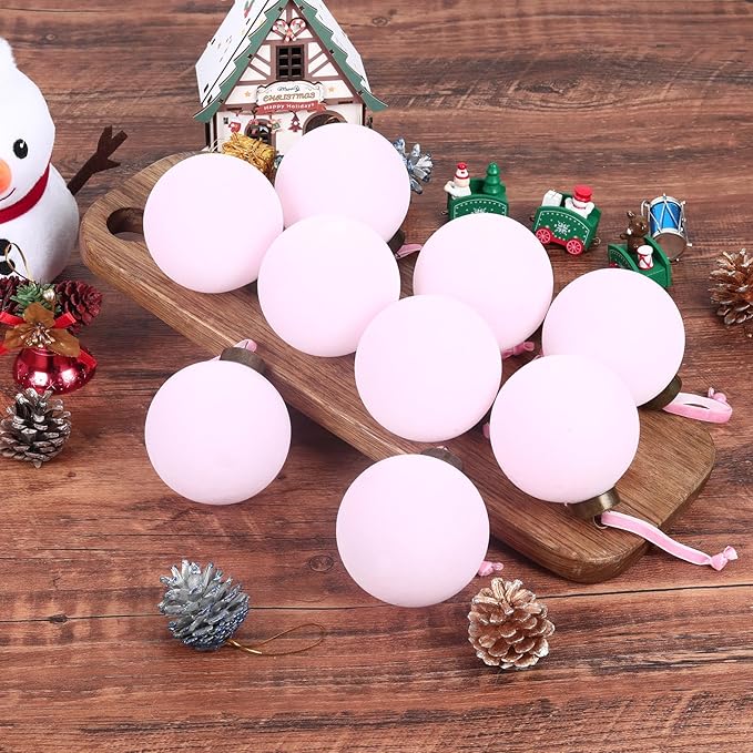 6 Pcs Velvet Christmas Balls Bulk Shatterproof Plastic Christmas Tree Decorations for Decorative Hanging Baubles (6, Pink, 3.94Inch)