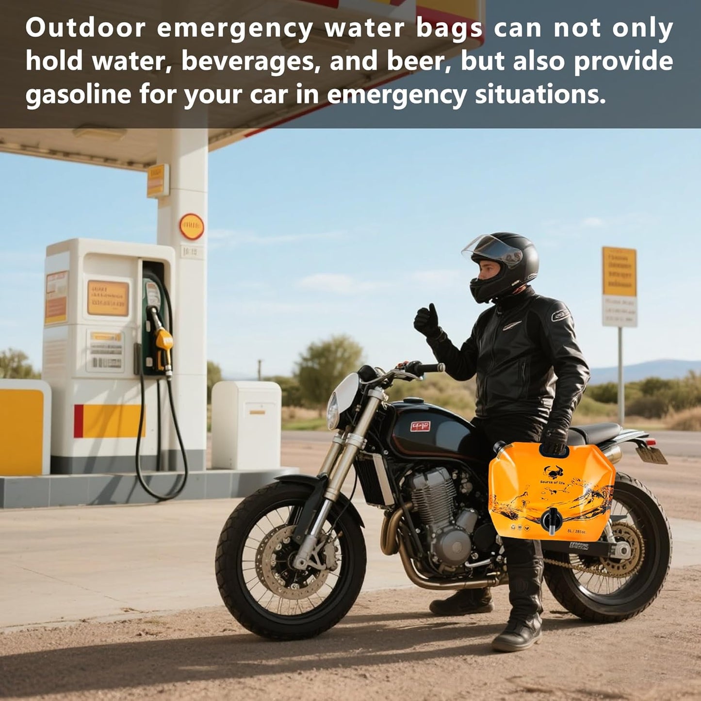 Collapsible 8L Water Storage Bag, BPA-Free Portable Folding Water Jug with Adjustable Faucet, Leakproof Emergency Water Bag for Camping, Hiking, Riding, Outdoor Sport (Orange, 1)