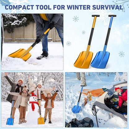 Gisafai 2 Pcs 34'' Detachable Emergency Snow Shovel for Car Aluminum Extendable Collapsible Snow Shovel Emergency Car Cleaning Equipment Suitable for Truck SUV Van Camp Outdoor (Blue,Gold)