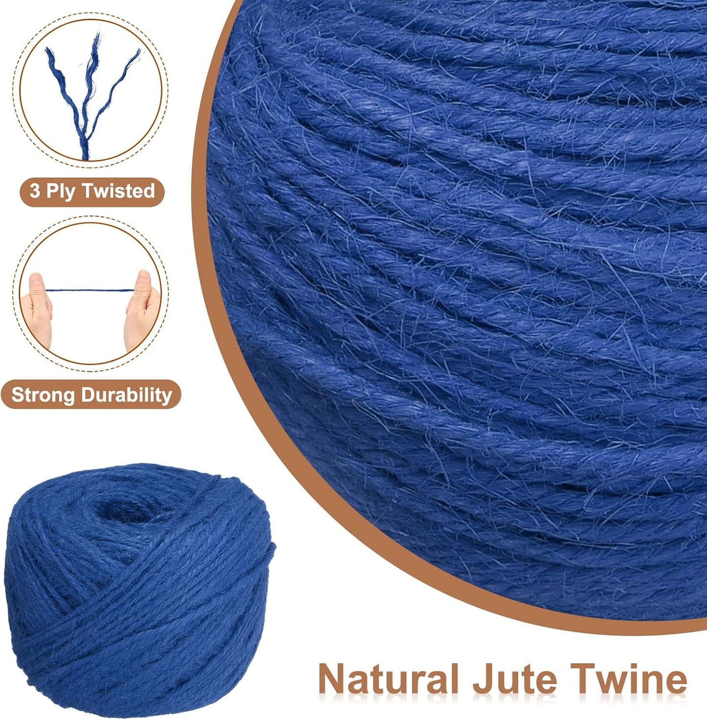 uxcell 328 Feet Natural Jute Twine String,2mm Thin Garden Twine Rope Colored Plant String Cord for DIY Art Crafts Gift Wrapping Decoration Packing Gardening Plant Hanger,Blue