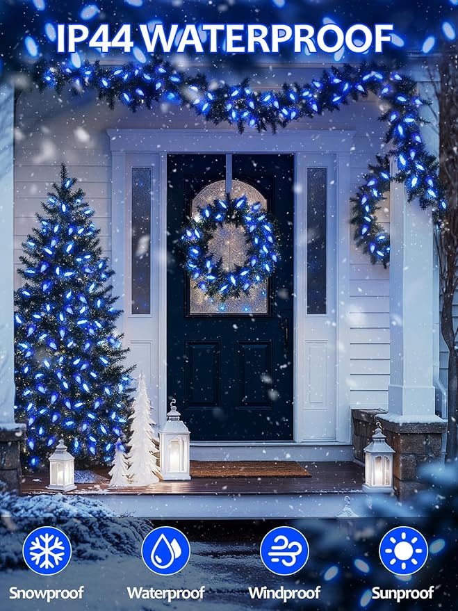 Upgraded 250 LED C6 Connectable Christmas String Light, 82FT Waterproof Christmas Twinkle Lights for Outdoor, Plug in Fairy Twinkle Lights Indoor with 13 Modes & Timer for Christmas Decorations(Blue)