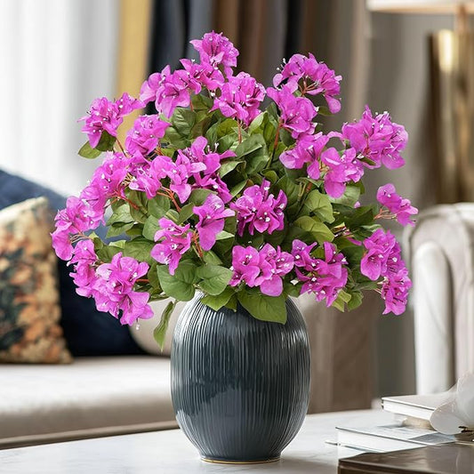 4 Pcs Artificial Flowers Bougainvillea Outdoor Artificial Plants Faux Flowers with Stems Silk Flowers for Wedding Porch Living Garden Decor(4PCS,Light Purple)