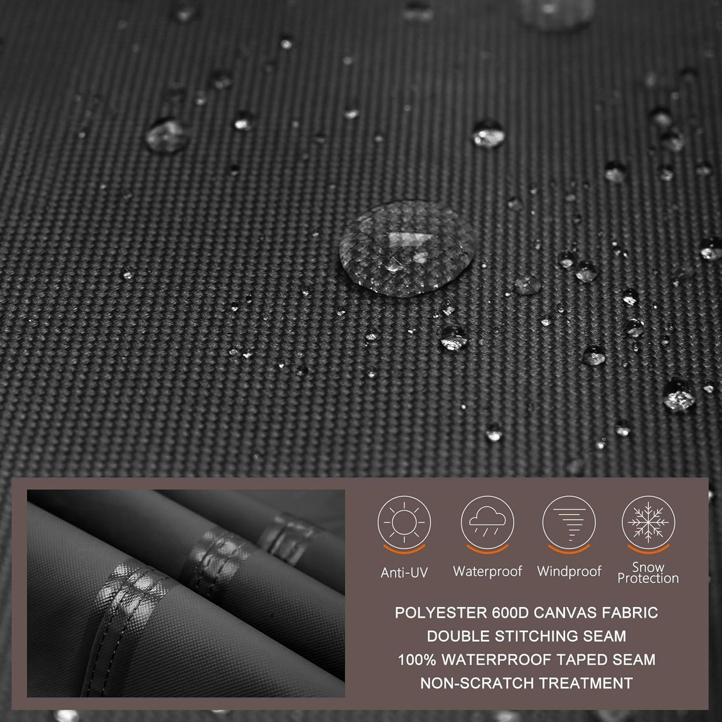 ULTCOVER Waterproof Grill Cover 48 inch, Heavy Duty BBQ Cover for 2-3 Burners Outdoor Gas Barbecue Grill, Black