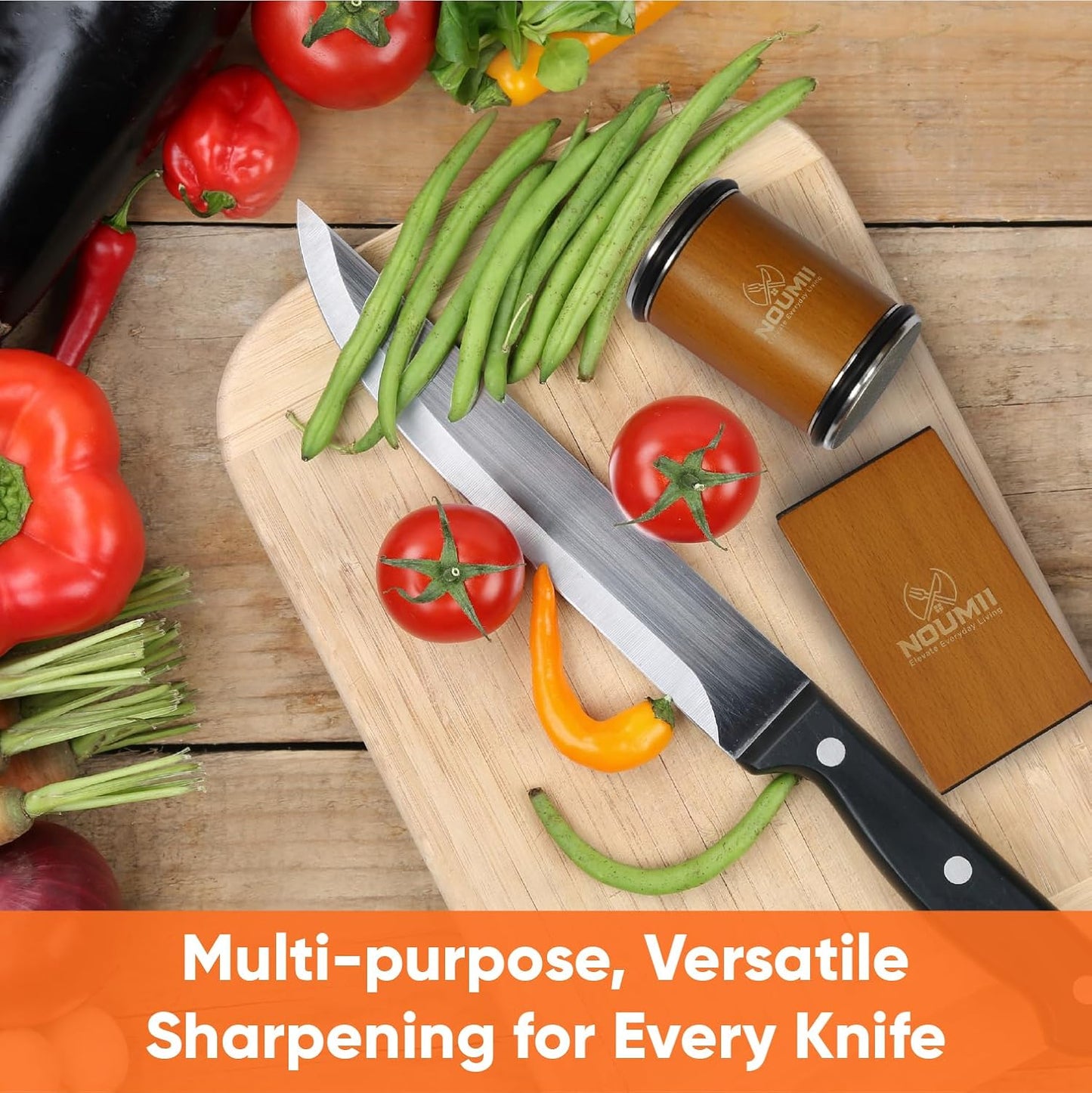 Rolling Knife Sharpener Kit - Easy to Use Magnetic Knife Sharpeners for Professional Chefs and Home Cooks - Premium Elegant Beech Wood - Knife Sharpening Kit for Effective Blade Sharpening