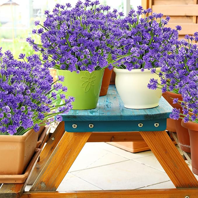 AGIRL 24 Bundles Artificial Flowers for Outdoor,No Fade Fake Plastic Flowers Faux Plants for Decoration Hanging Planters Indoor Outside Garden Porch Window Box Home Wedding Farmhouse