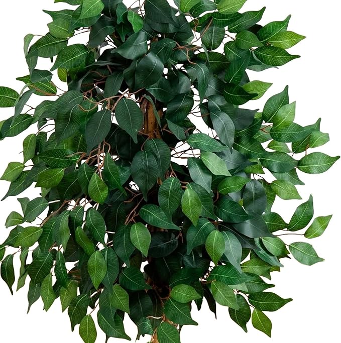 Nearly Natural 3ft Triple Trunk Artificial Ficus Tree with Natural Wood Trunks, Fake Tree for Indoor Home Decor, Faux Ficus Tree with Black Nursery Pot