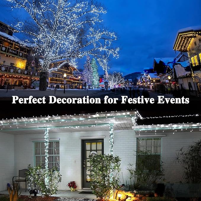 180FT 500LED Extra-Long String Lights Indoor Outdoor Clear Wire, Cold White Christmas String Lights, Plug in Twinkle Fairy Light With Timer and Memory For Wedding Patio Tree Yard Christmas Decorations