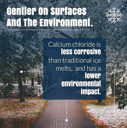40 lb Pail - Calcium Chloride Pellets for Ice Melt - Fast-Acting & Safe on Surfaces - Ideal for Driveways, Sidewalks, and Entryways