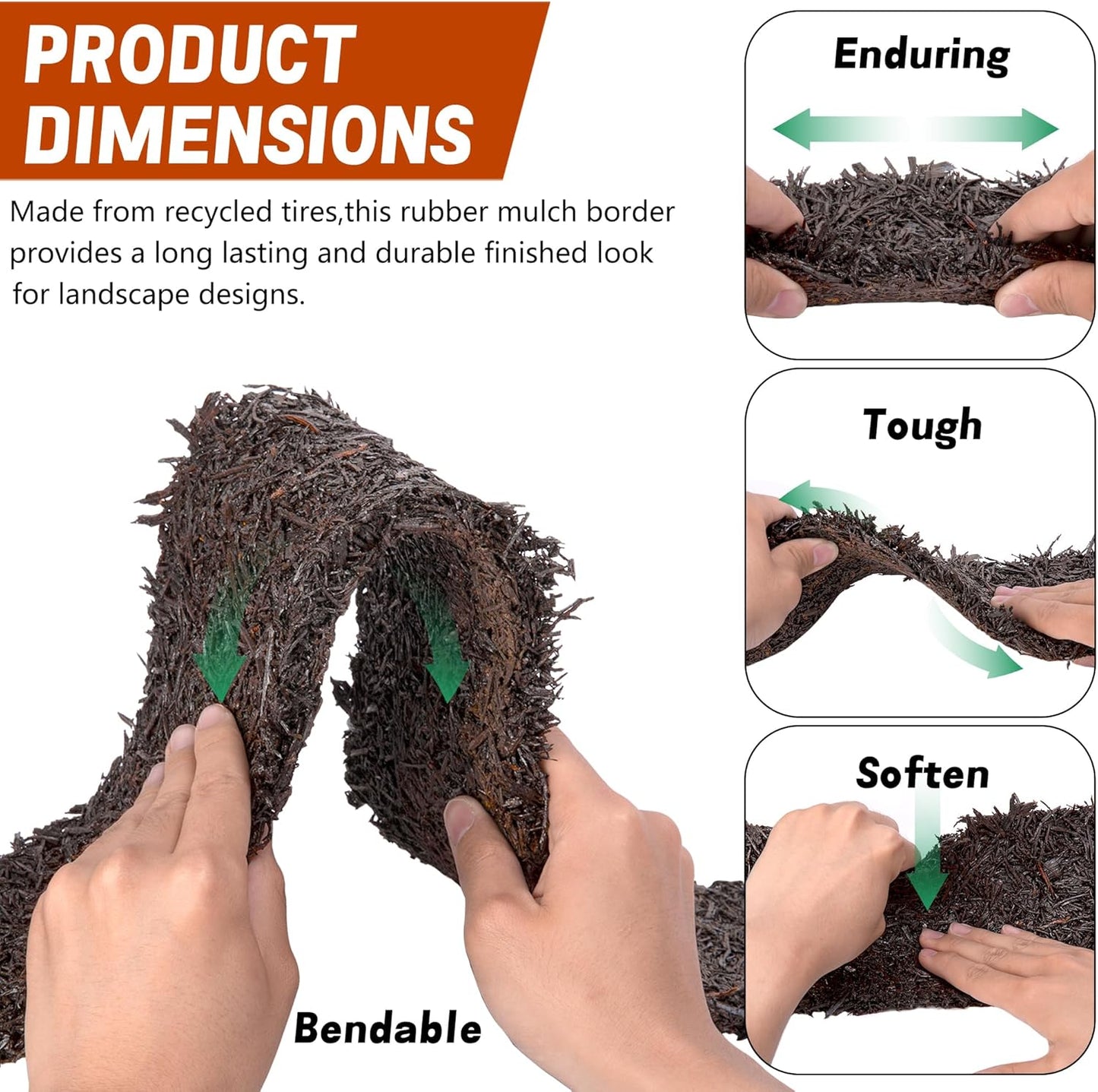 DECOHS 140" x 5.5" Recycled Rubber Mulch Mat Roll for Landscaping, Permanent Garden Pathway Mulch Barrier, Rubber Mulch Walkway Pathway Mat for Plants, Vegetable and Flower Outdoor (Brown)