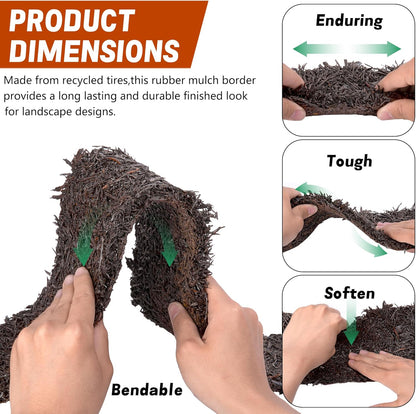 DECOHS 140" x 5.5" Recycled Rubber Mulch Mat Roll for Landscaping, Permanent Garden Pathway Mulch Barrier, Rubber Mulch Walkway Pathway Mat for Plants, Vegetable and Flower Outdoor (Brown)