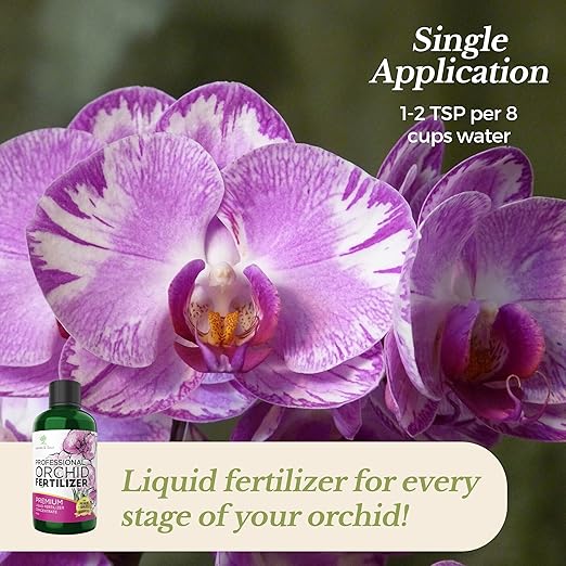 Professional Liquid Indoor Orchid Fertilizer | 3-1-2 Concentrate for Plants and Flowers | Multi-Purpose Blend & Gardening Supplies | 8 oz Bottle