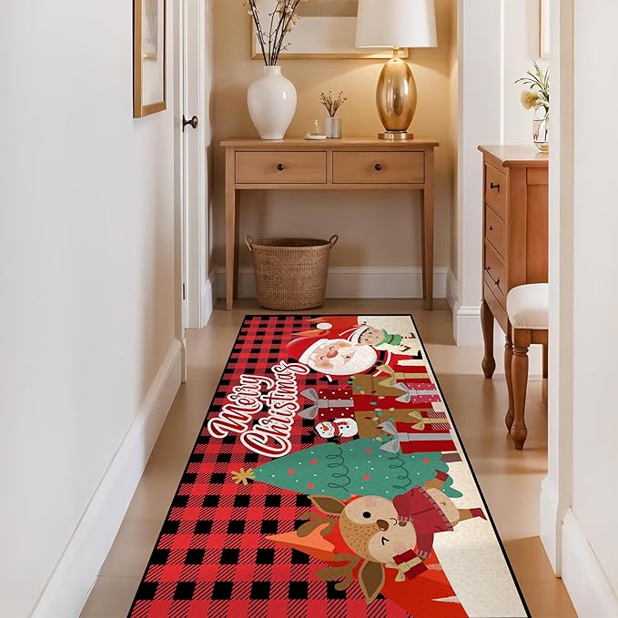 Christmas Rug Merry Xmas Door Mat Non-Slip Indoor Outdoor Front Door Doormat Living Room Bedroom Entrance Rug Happy Xmas Floor Decor Home Festive Decoration,79" X 39"