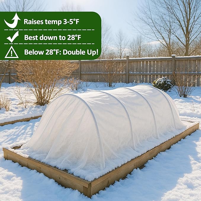 Gardzen 1.5 oz Plant Covers Freeze Protection, Reusable 10ft x 50ft Floating Row Covers, Thicker Frost Blankets for Outdoor Plants, Pests Protection, White