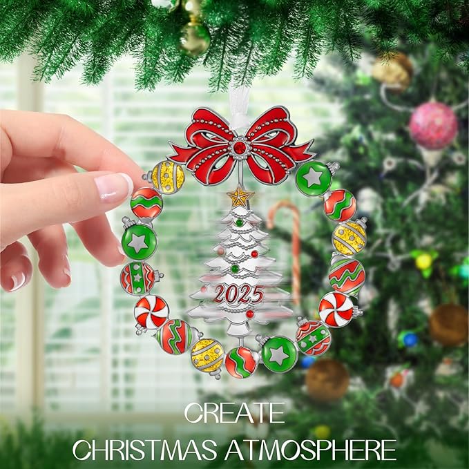 Laraine Christmas Tree Ornaments – 2025 Decorative Rotation Hanging Pendant of Car Charm Holiday Keepsake Gift Home Decor (New Tree (2025))