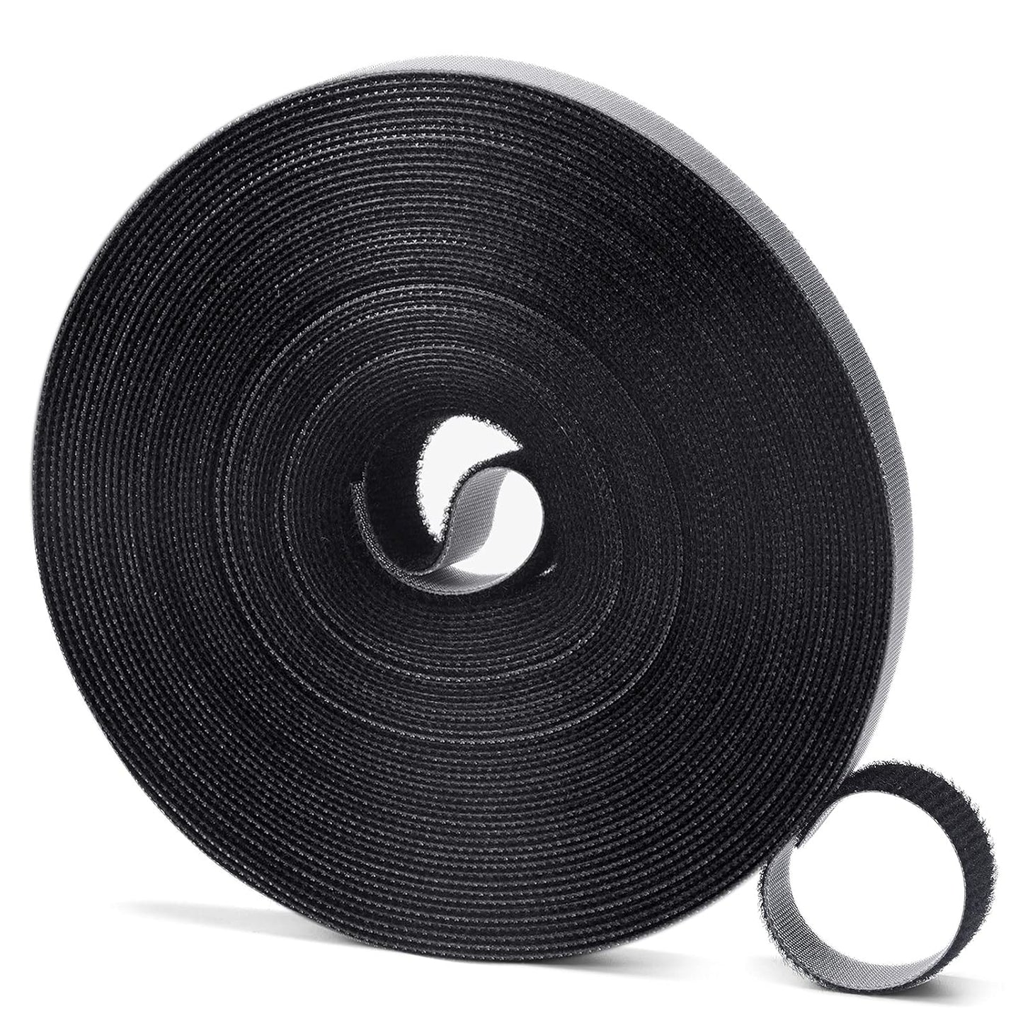 WILLBOND 1/2 Inch x 45ft Fastening Tape Cable Ties Reusable Fastening Nylon Tape Double Side Hook Roll Hook and Loop Straps Wires Cords Management Wire Organizer Straps (Black)