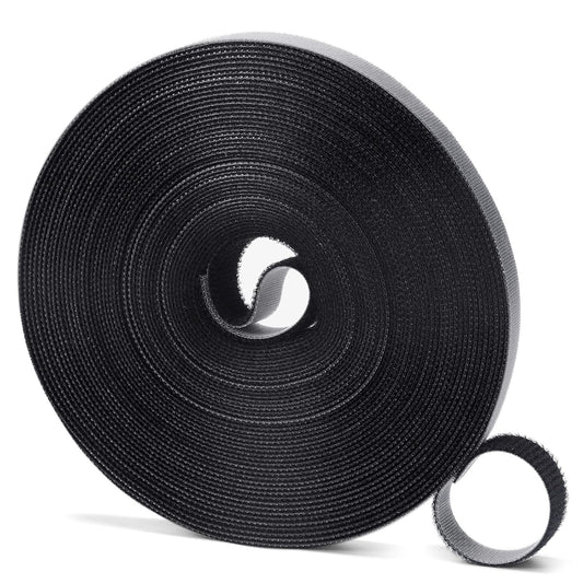 WILLBOND 1/2 Inch x 45ft Fastening Tape Cable Ties Reusable Fastening Nylon Tape Double Side Hook Roll Hook and Loop Straps Wires Cords Management Wire Organizer Straps (Black)