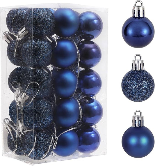 30ct Christmas Ball Ornaments, 1.18" Shatterproof Christmas Tree Decorations, Perfect Hanging Ball for Indoor/Outdoor Holiday Party Decor (Dark Blue)
