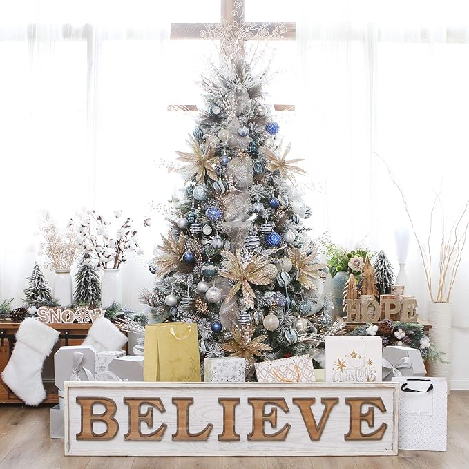 Sea Team 60mm/2.36" Set of Colorful Painted Sparkling Ornaments and Hanging Balls for Christmas Tree - 30pcs