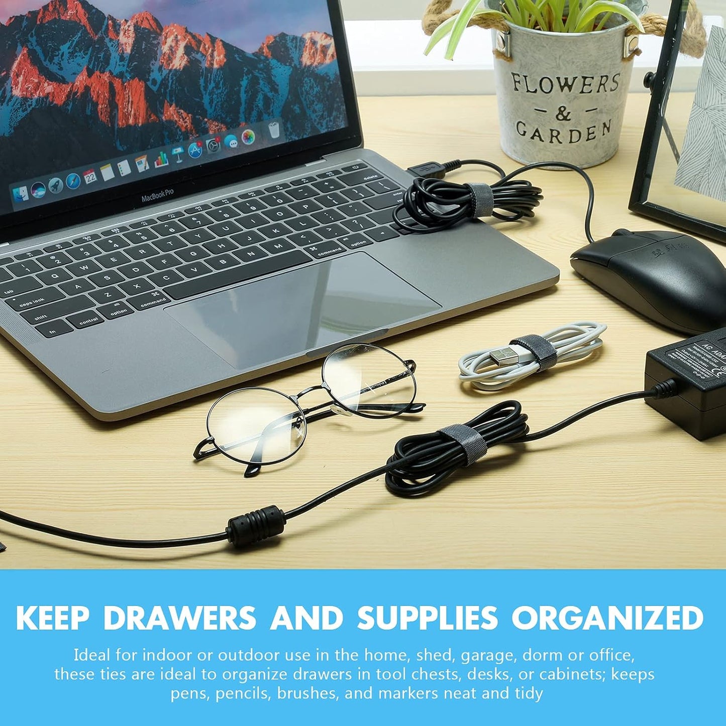 WILLBOND 1/2 Inch x 45ft Fastening Tape Cable Ties Reusable Fastening Nylon Tape Double Side Hook Roll Hook and Loop Straps Wires Cords Management Wire Organizer Straps (Black)