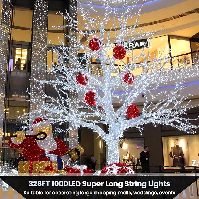 Color Changing Christmas Lights, 338ft 1000 LED White & Multicolor String Lights with Remote, 11 Modes Waterproof for Christmas Party, Garden, Xmas Tree Decorations