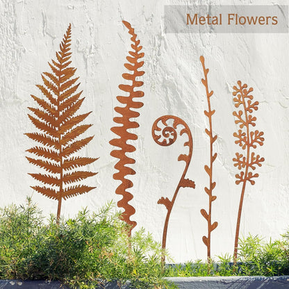 Metal Flowers for Outside,Garden Stakes Decorative,Flower Bed Decor Plant Stakes,Garden Statues Outdoor Clearance,Metal Yard Art Outdoor,Plant Decorations for Pots