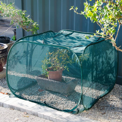 2 Pack Pop Up Mesh Plant Cover, Plant Protector for Raised Garden & Flower Bed, Net Cage Plant Guard for Fruits, Vegetables, Seedlings and Herbs, 8 Ground Stakes for Fixing.