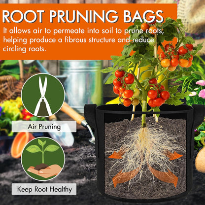 Gardzen 10-Pack 15 Gallon Grow Bags, Aeration Fabric Pots with Handles