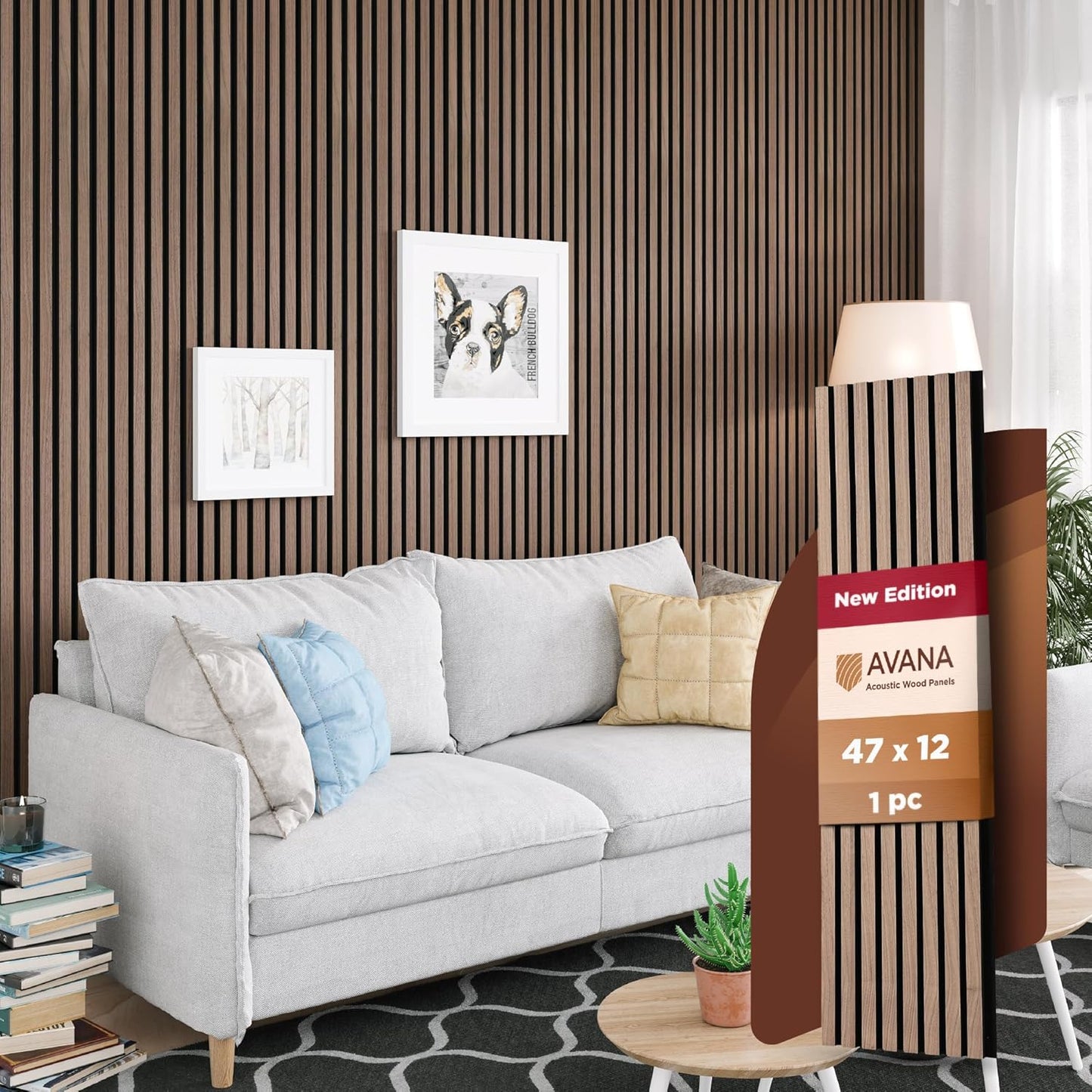 Avana Acoustic Wood Wall Panels – 47.2 X 12.6 Inch Walnut Acoustic Panels 1 PC – Wall Panels For Interior Wall Decor for Homes, Offices, Studios – Modern Sturdy And Durable Wood Panels For Wall