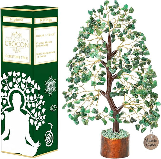 Green Aventurine Feng Shui Healing Crystals Tree of Life Gemstone Crystal Tree Bonsai for Spiritual Gifts Sage Green Home Decor for Women Birthday Gifts for Men House Warming Gifts