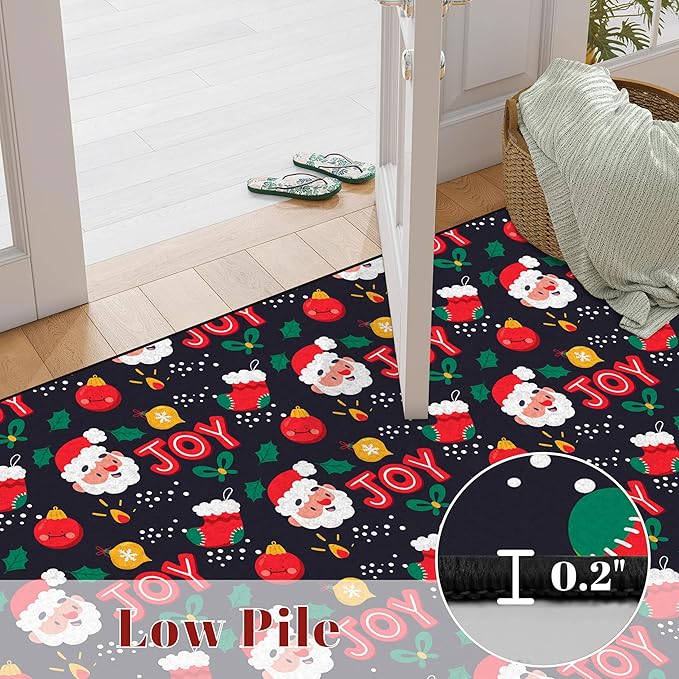 6' X 9' Christmas Rugs Xmas Area Rug for Kids Boys Girls Teens Bedroom Living Room Nursery Dining Area Dorm Santa Claus Carpet Low Pile Floor Mat Pad Indoor Winter