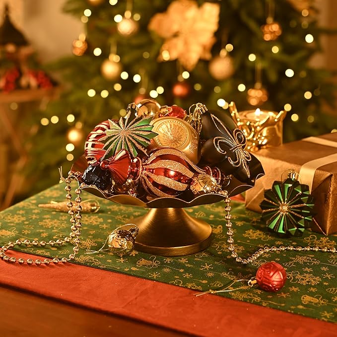 Valery Madelyn Fall Ornaments for Christmas Trees, 60ct Red Green Blue and Gold Shatterproof Christmas Tree Decorations, Luxury Hanging Ball Ornaments Bulk for Thanksgiving Autumn Harvest Decor