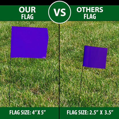 Purple Marking Flags 1000 Pack - 4x5x15 Inch Purple Flags for Outside - Markers For Lawn, Irrigation, Landscaping, Survey & Sprinkler Head Marking