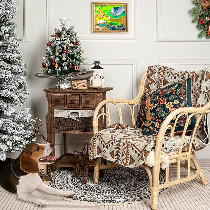 XmasExp 20in Mini Christmas Tree Artificial Small Christmas Tree with LED Light, Star Treetop,Ornaments Balls,Bells and Pine Cones DIY Tabletop Xmas Decorations