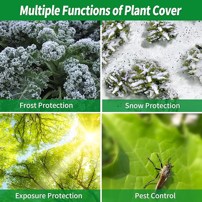 Avalution Plant Covers Freeze Protection, 10x50 FT Frost Cloths for Outdoor Plants, 0.9 oz/yd² Reusable Frost Blankets for Outdoor Plants, Row Covers for Vegetables Season Extension