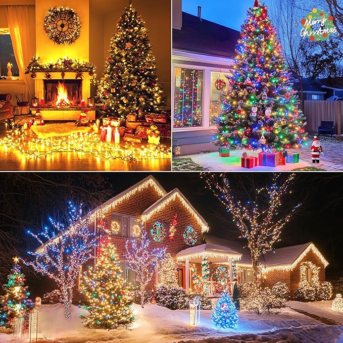 Upgraded 218FT 650 LED Color Changing Christmas String Lights Outdoor/Indoor, Remote Control & 11 Modes & Timer Green Wire Christmas Tree Lights, Waterproof Fairy String Lights for Tree Xmas Garden