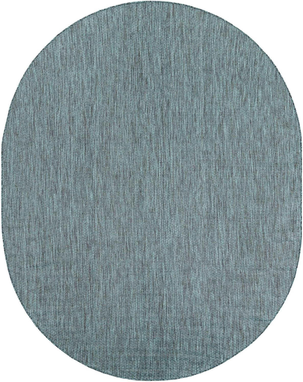 Unique Loom Outdoor Solid Collection Area Rug (7' 10" x 10' Oval Teal/Navy Blue)